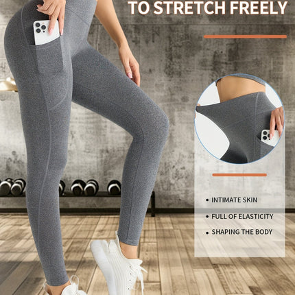 Women's High-Waist Yoga Leggings with Pocket & Moisture-Wicking