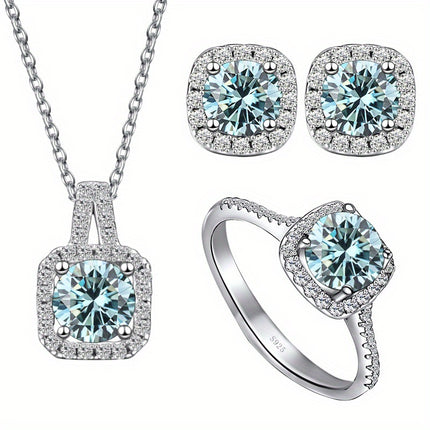 Moissanite 925 Sterling Silver Jewelry Set