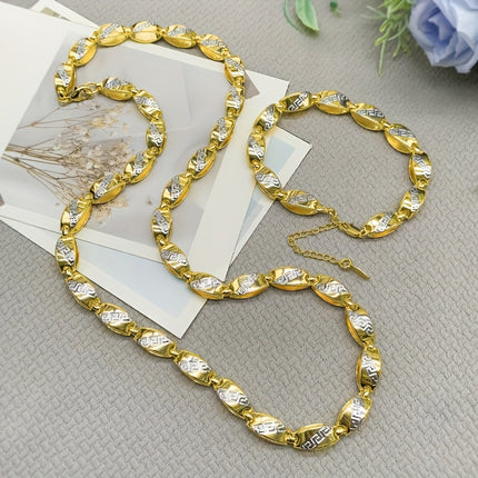 2pcs Hip-Hop Bracelet & Necklace Set