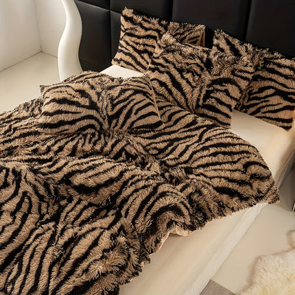 Plush Zebra Print Duvet Set