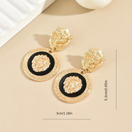 Vintage Baroque Lion Drop Earrings