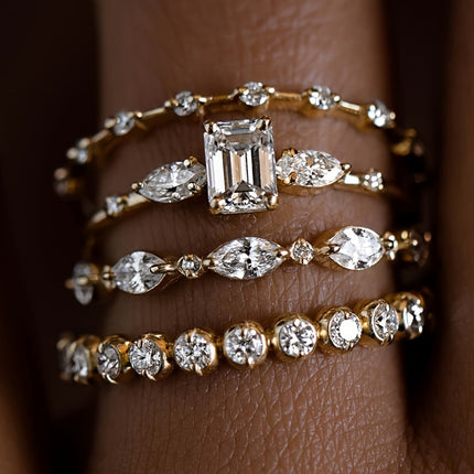 Golden Cubic Zirconia Stacking Rings