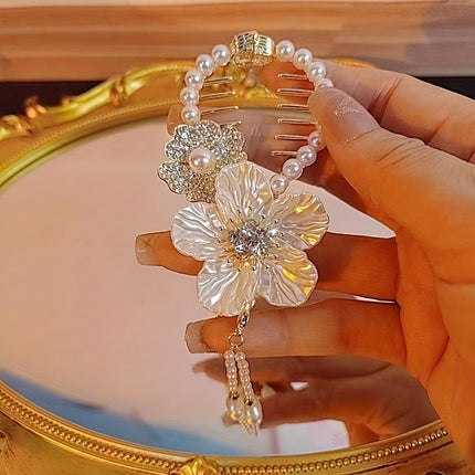 Camellia Tassel Ponytail Clip