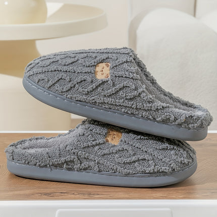 Cozy Striped Bear Print Slippers
