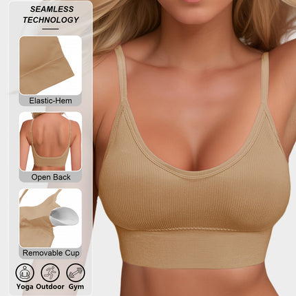 Knitted Ribbed Halter Sports Bra