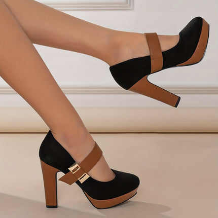 Retro Round Toe High Heeled Pumps