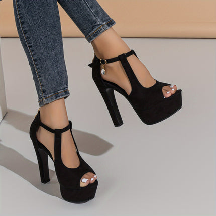 Peep Toe Block Heel Sandals