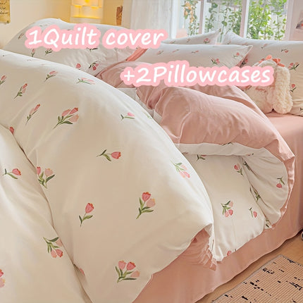 Floral 3-Piece Quilt Cover Set - All-Season Comfort