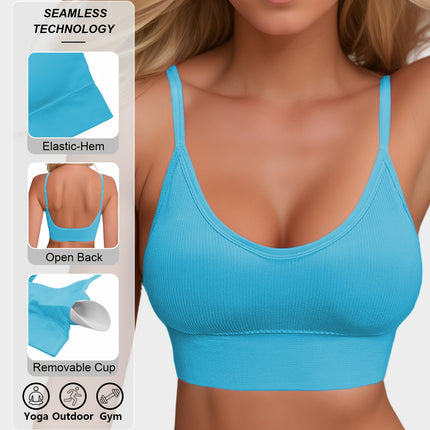 Knitted Ribbed Halter Sports Bra