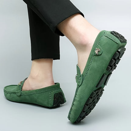 Men's Moccasin Loafers with Metallic Decor