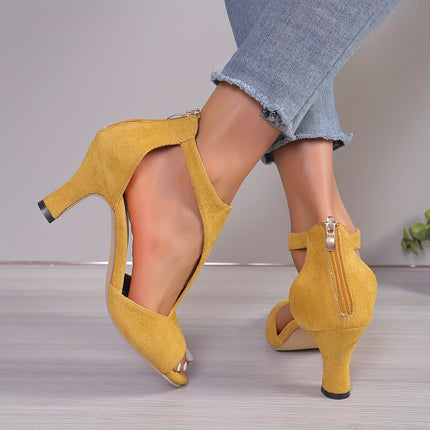 Peep Toe T-Strap High Heels