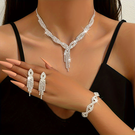 Elegant Rhinestone Evening Jewelry Set