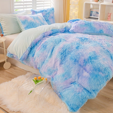 3pcs Tie-Dye Plush Duvet Set – Soft Winter Comfort