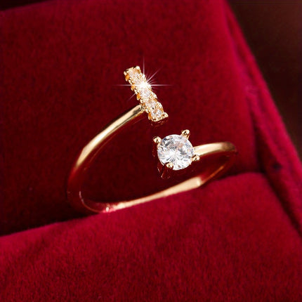 Adjustable Letter Zirconia Copper Ring