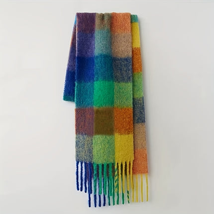 Boho Rainbow Tassel Chunky Scarf