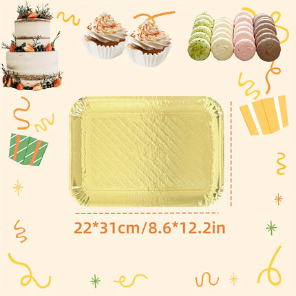 Elegant 10pcs Golden Foil Cake & Dessert Trays Set