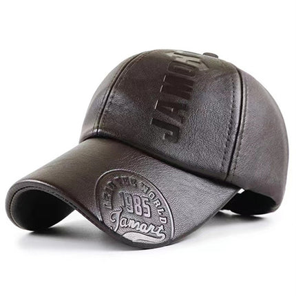 PU Leather Embossed Baseball Cap