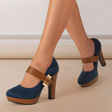 Retro Round Toe High Heeled Pumps