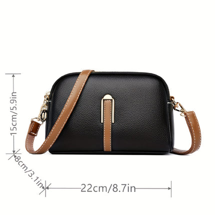 Vintage Litchi Embossed Crossbody Bag