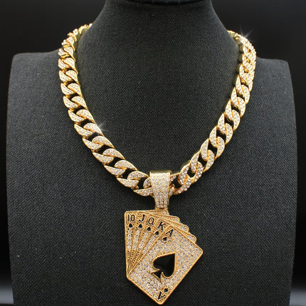 1pc Poker Pendant + Cuban Chain