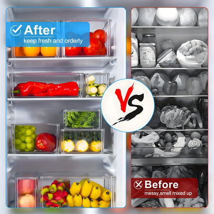 7/14pcs BPA-Free Stackable Fridge Bins