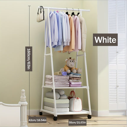 Mobile Multi-Tier Garment Rack with Wheels and Shelves