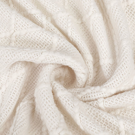 Scandinavian-Inspired Knit Throw Blanket with Tassels