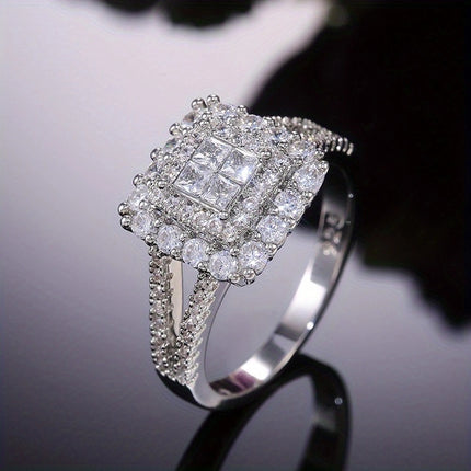 Iced Out Square Zirconia Wedding Ring