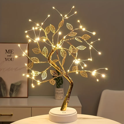 Golden Leaf Tree Lamp - LED Copper Wire Touch Light