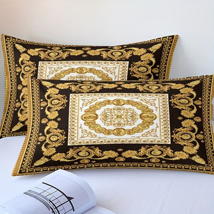Luxury Black & Golden Digital Printed Duvet Cover Set