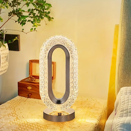 Mini USB Luxury Crystal Table Lamp - Elegant Bedside Nightlight