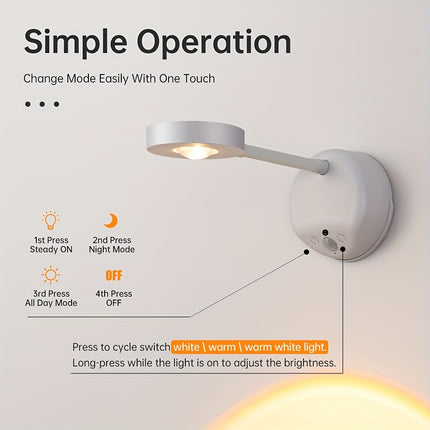 Rechargeable LED Wall Light - Remote Control, No Installation