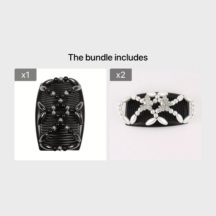 Women's Double-Sided Beaded Hair Comb – Elegant Ponytail Barrette