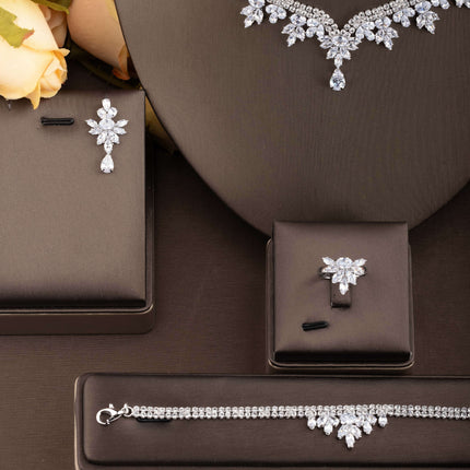 Elegant Leaf-Cubic Zirconia Jewelry Set