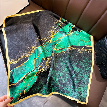 Elegant Green Print Square Scarf