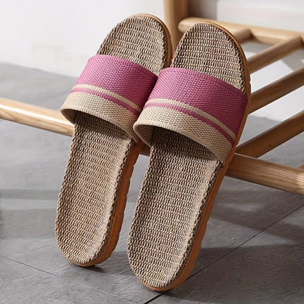 Women's Striped Linen Slippers