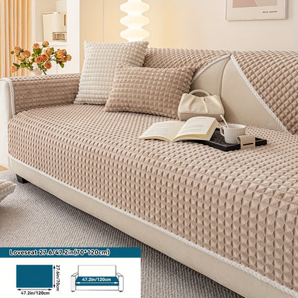 Plaid Plush Sofa Cover - Warm, Soft, Pet-Friendly Protector