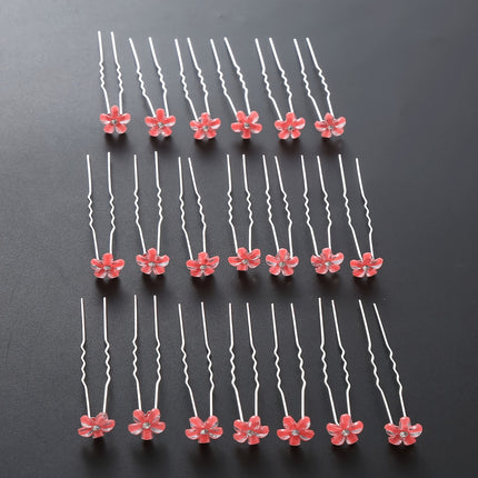 20pcs Rhinestone Flower U Hairpins