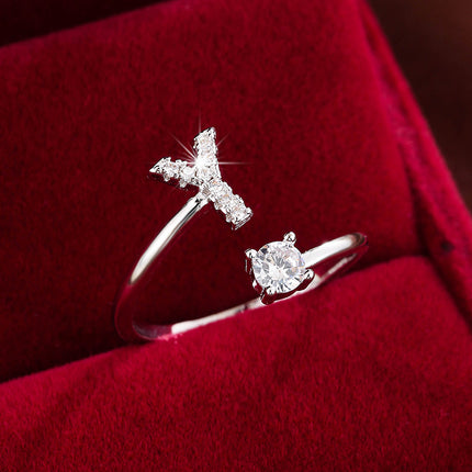 Adjustable Letter Zirconia Copper Ring