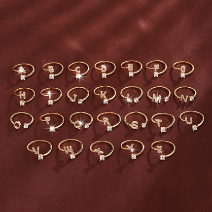Adjustable Letter Zirconia Copper Ring