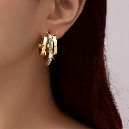 Sparkling Triple-Layer Hoop Earrings