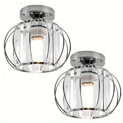 2-Pack Industrial Semi-Flush Mount Ceiling Lights – Metal Cage