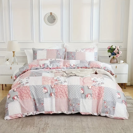 Floral Patchwork Duvet Cover Set - Soft & Cozy Bedding