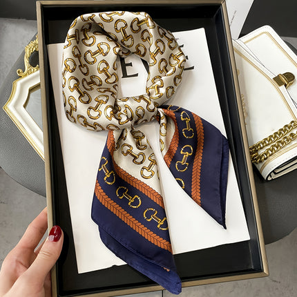 Elegant Golden Buckle Square Scarf