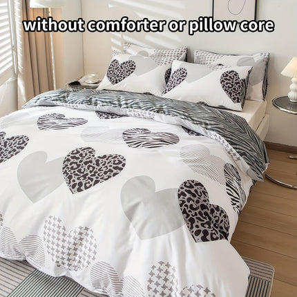 Leopard Print Heart Comforter Set - Cozy & Stylish Bedding