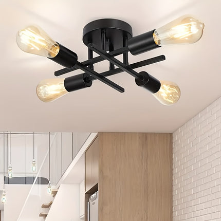 Modern Black Iron Satellite Ceiling Light – Industrial E27/E26 Bulb