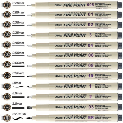 12Pcs Fine Line Markers Set