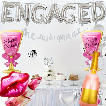 Champagne Lipstick Wine Glass Foil Balloons – Party Fun