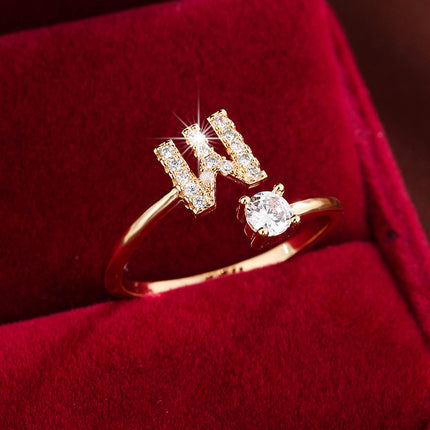 Adjustable Letter Zirconia Copper Ring