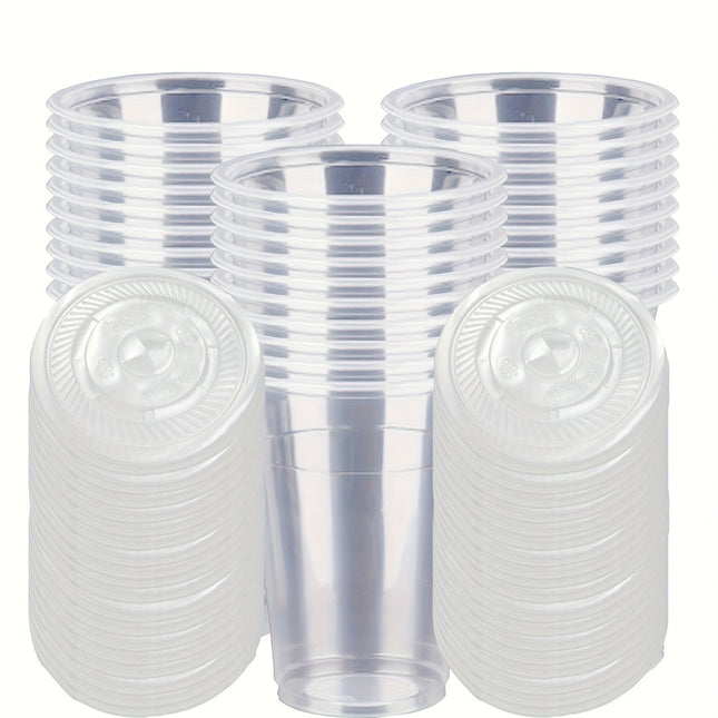 30pcs 16oz Clear Disposable Cups with Lids